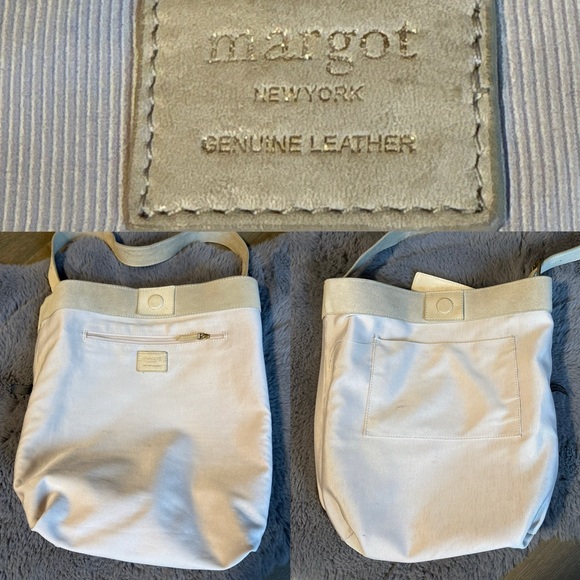 Margot New York Kaye Bucket Bag Tote In Ivory Suede - Picture 13 of 15